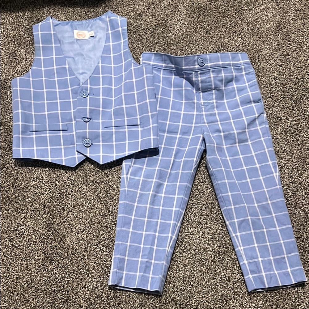 Wonder Nation Blue Plaid Kids Matching Set